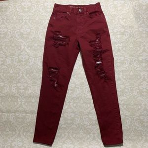AEO maroon mom jeans size 0